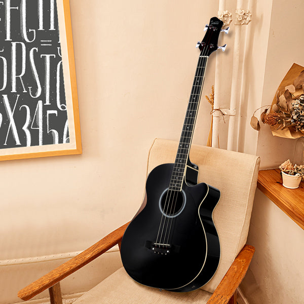 4-String Electric Acoustic Bass Guitar with EQ - Black
