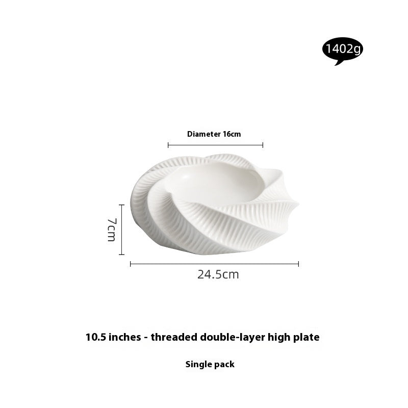 Double-Layer Creative Thread Pattern Ceramic Tableware Set - Assorted Sizes