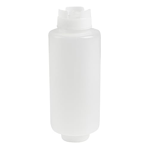 Restaurantware First In First Out 32 Ounce Condiment Squeeze Bottle 6 Refillable Lid FIFO Squeeze Bottle - Precision Dispensing Tip Flexible Clear Plastic Squeeze Bottle For Sauces