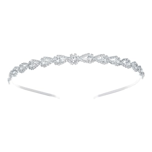 MAFELOE Fashion Rhinestone Alloy Headbands, Wedding Hairband Bridal Headpieces Hair Decorative Accessories for Women Ladies- Silver-SZ-SD