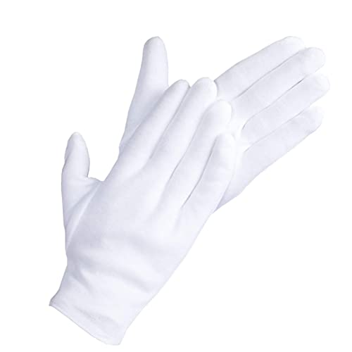 20 Pcs White Cotton Gloves for Eczema, Dry Hands, Moisturizing, Inspection, Coin Handling and Jewelry