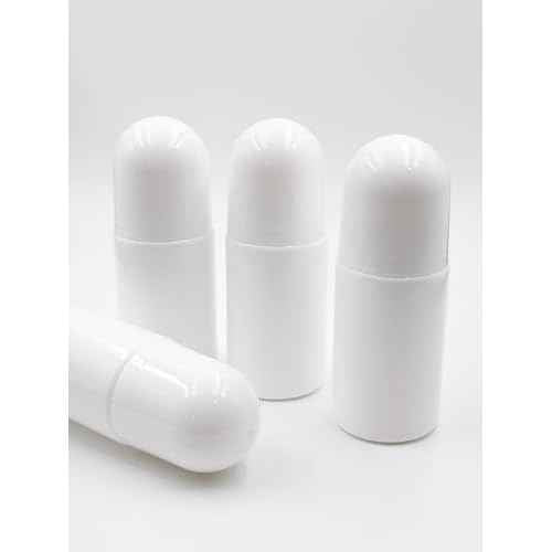 4Packs 1.7oz /50mL Roll-on Bottles Empty Refillable Roller White Plastic Anti-perspirant Roller Ball Perfume Bottles for DIY Deodorants, Essential Oils, and Fragrances