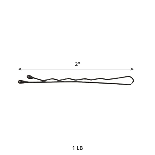 ForPro Professional Collection Bobby Pins (400-Count Approx), Black, 2" L, Ball-Tipped, Crimped, Non-Slip, Non-Damaging, 1 Lb.