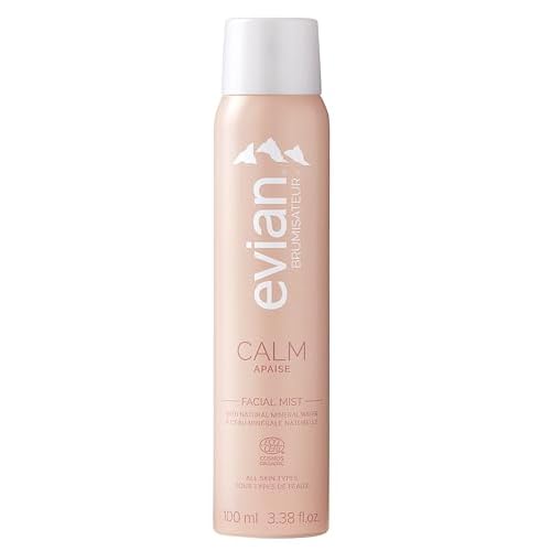 Evian Calm Facial Mist | Hydrating Mineral Water Face Spray with Aloe & Jasmine | Calming Toner Mist for Sensitive Skin | Travel Facial Spray to Hydrate, Refresh, & Calm Skin Anytime