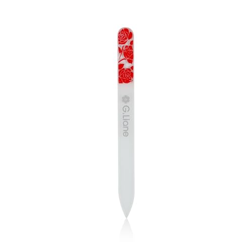 Premium Glass Nail File with Case Professional Crystal Fingernail Files Perfect Manicure Set for Women Men Kids Nail Care Gift Set(Rose Red)