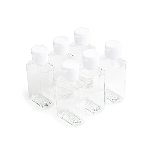 | Empty Clear Travel Refillable Flip-Top Bottles - BPA/No Parabens, 60millileter/2ounce - Set of 6