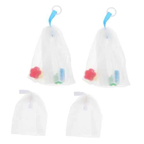 4pcs Soap Foaming Net for Face Cleansing Mesh Bags with Hanging for Rich Bubble Creation Facial Cleanser Accessory Convenient and Easy to Dry