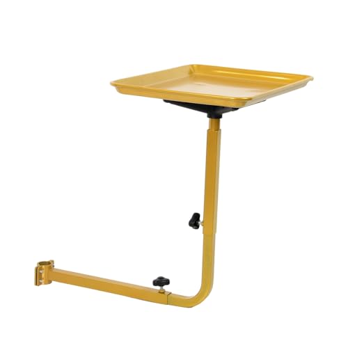 Salon Tray for Hair Stylist Steel Salon Tray Attached to Chair 360 Degree Rotating for Barber Chairs Hairdressing Tools Tattoo(Golden)