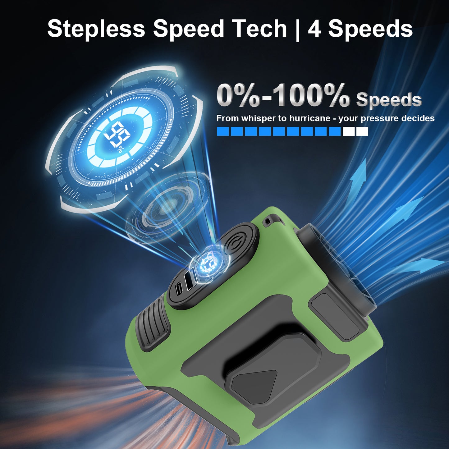 Portable Waist Fan with 16,000 RPM, 10000mAh Rechargeable Personal Fan with 5 Speeds & LED Light