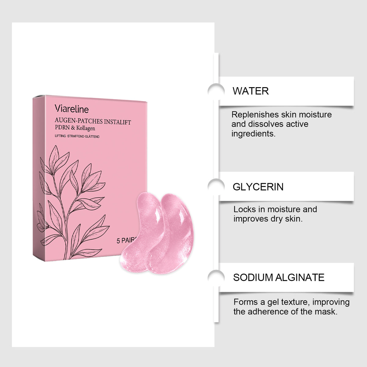 Lightweight Collagen Eye Mask for Moisturizing and Skin Care - 5 Pairs