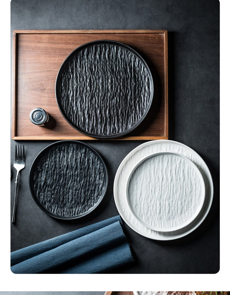 Ceramic Flat Plate Set for Western Cuisine Breakfast Dinnerware - 8 & 10 Inch