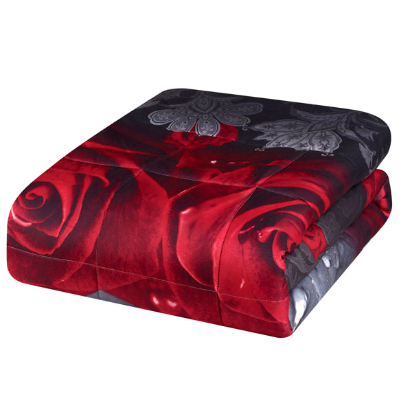 3D Rose Love Comforter Set - Queen Size, 3 Pieces