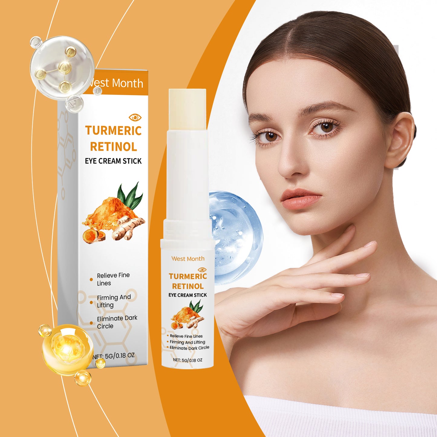 Turmeric and Retinol Eye Cream Stick - Anti-Aging Firming Eye Treatment