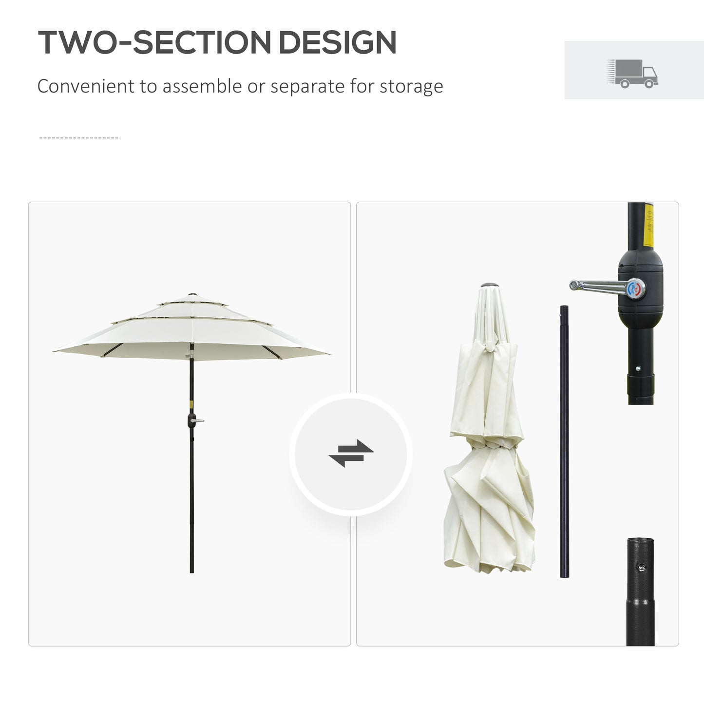 9ft 3-Tier Market Patio Umbrella with Crank & Tilt - Beige