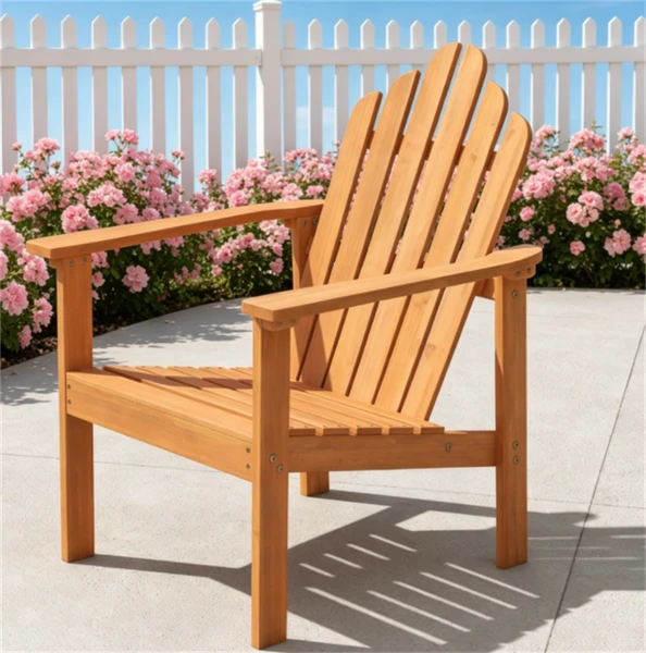 Solid Acacia Wood Adirondack Chair, 400 Lbs Heavy Duty Sloped Seat