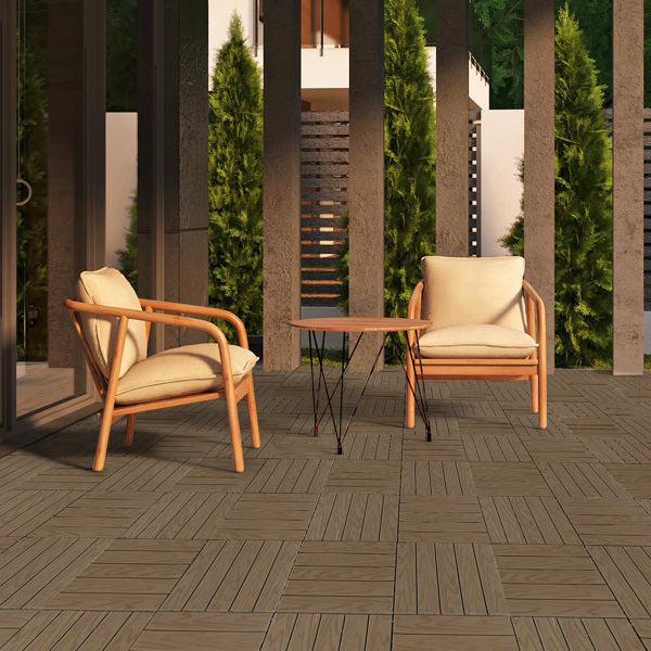 Plastic Interlocking Deck Tiles - 27 Pack, Waterproof Flooring for Patio, Porch & Poolside