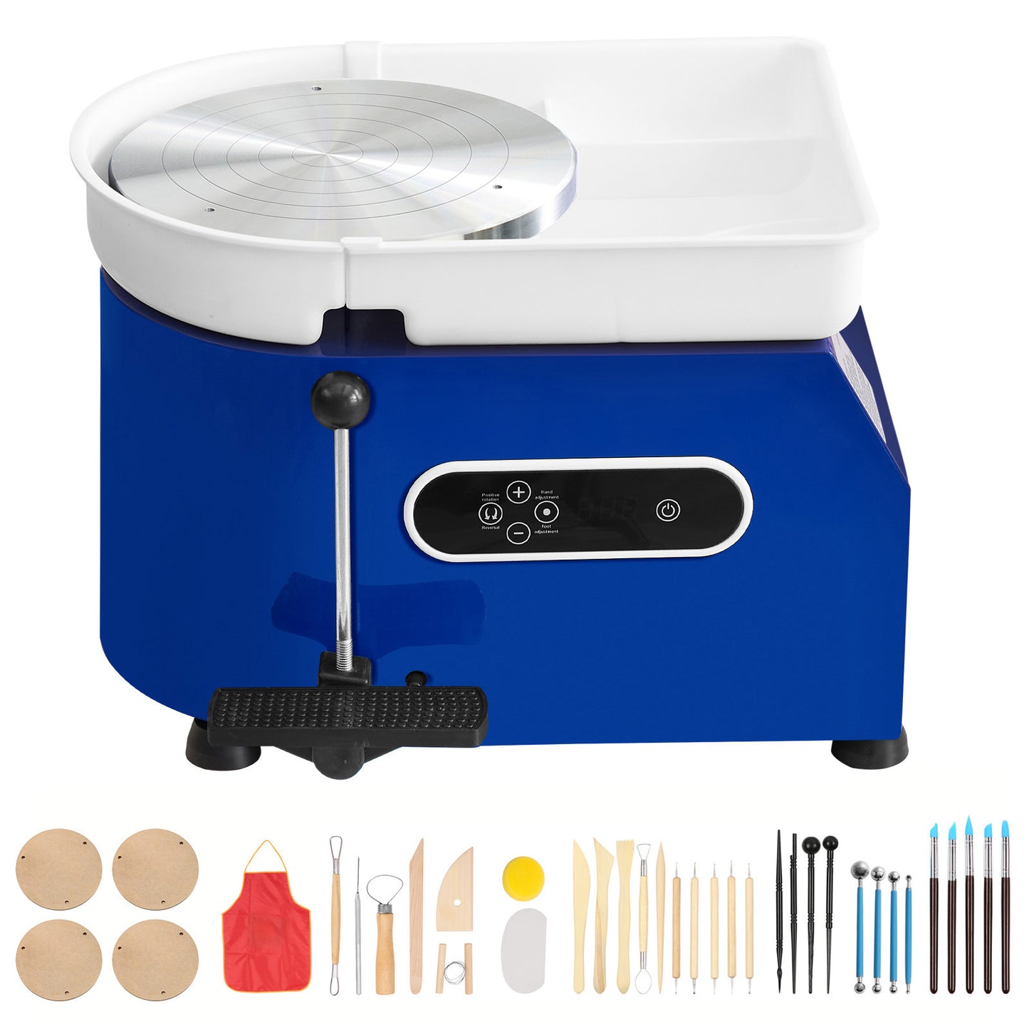 Pottery Wheel 450W 11-Inch Clay Forming Machine with Adjustable Speed, Handle & Pedal Control, Detachable Basin, Craft DIY for Beginners - Blue
