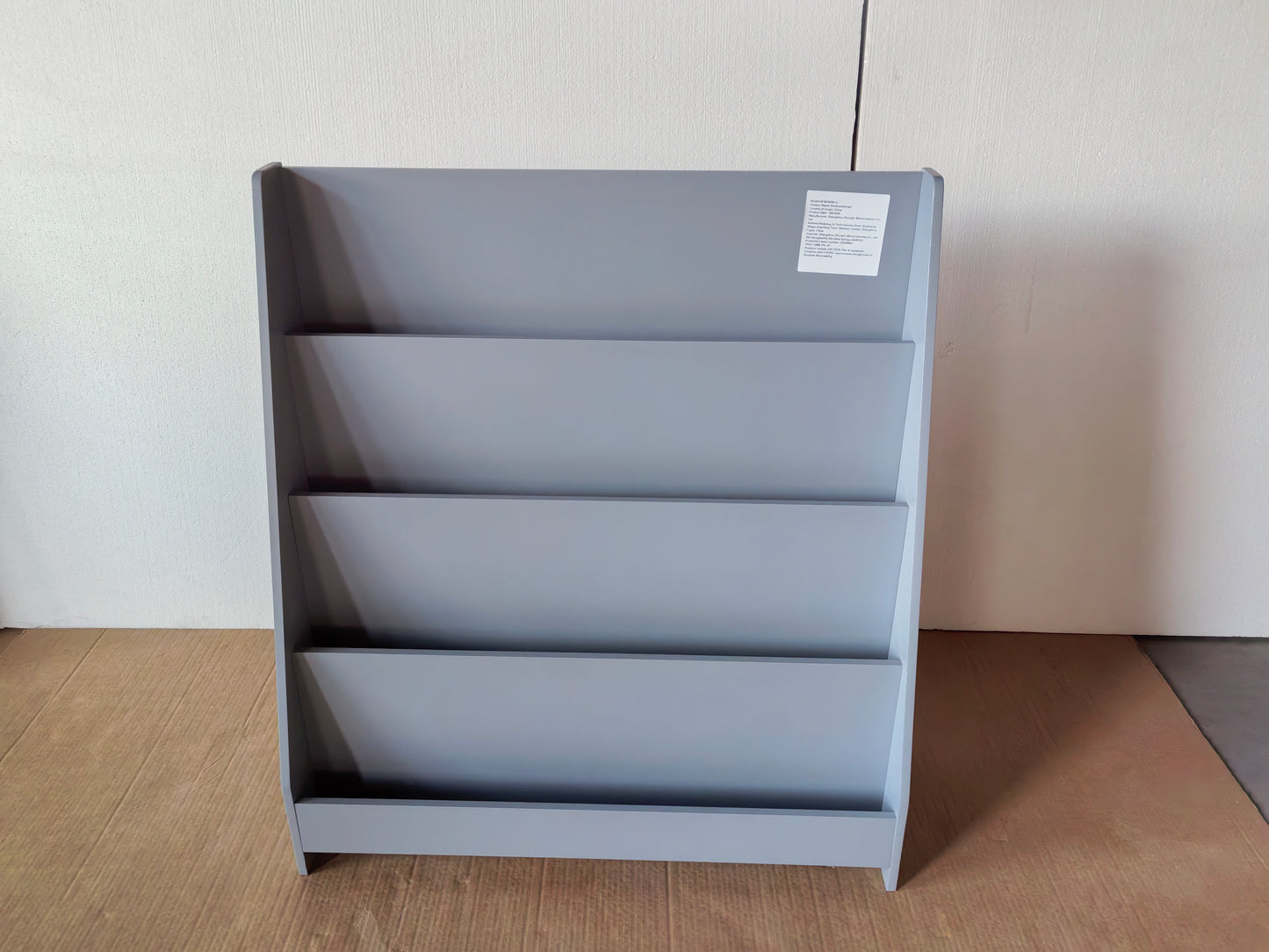 4-Tier Kids Bookshelf - Gray MDF Book Display for Bedrooms & Playrooms