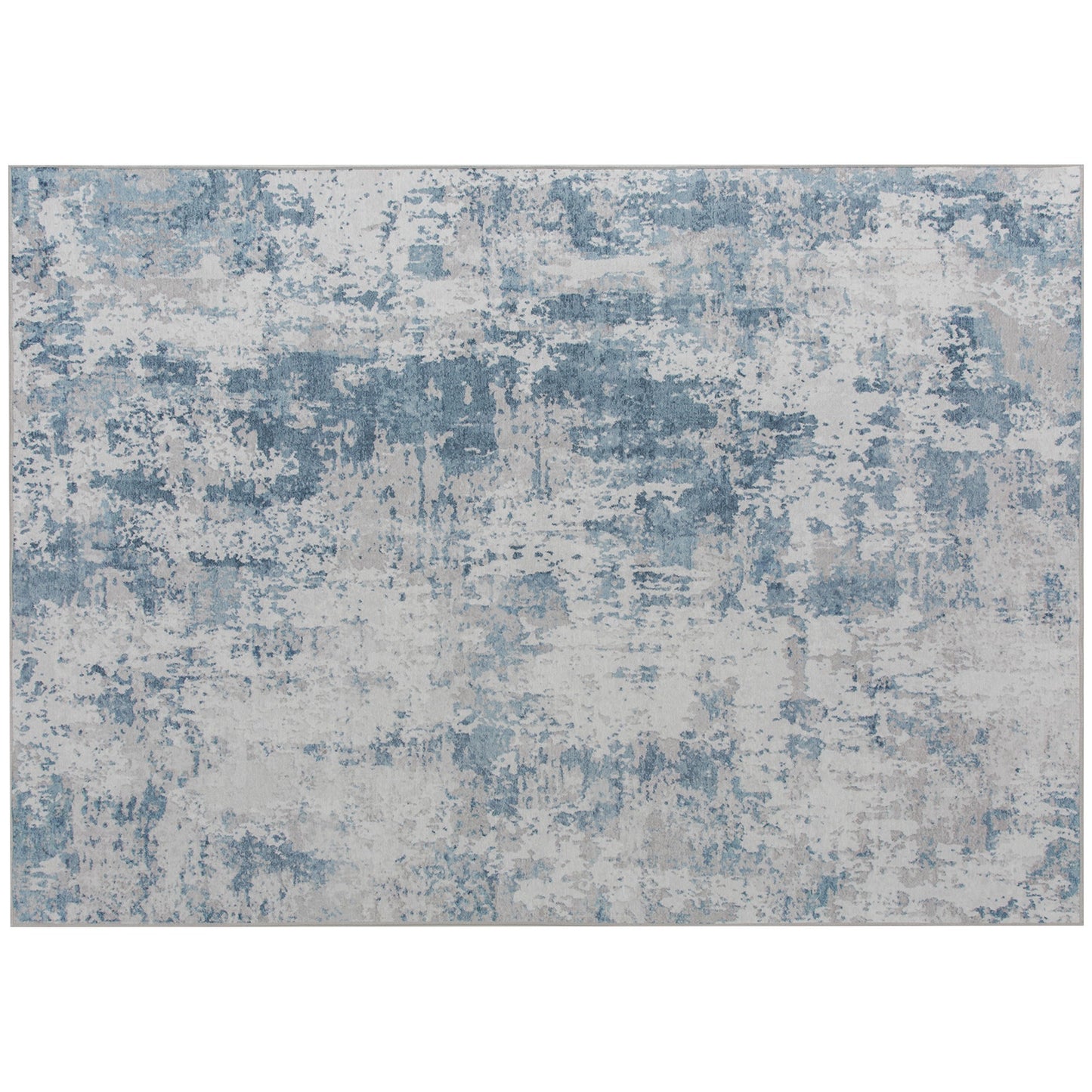 Machine Washable Blue Area Rug 8x10 - Non-Slip Modern Carpet