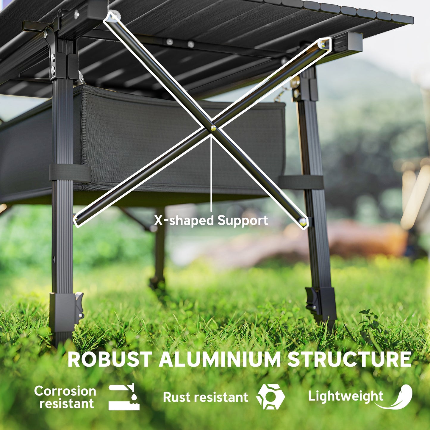Portable Folding Camping Table with Storage Bag - Black