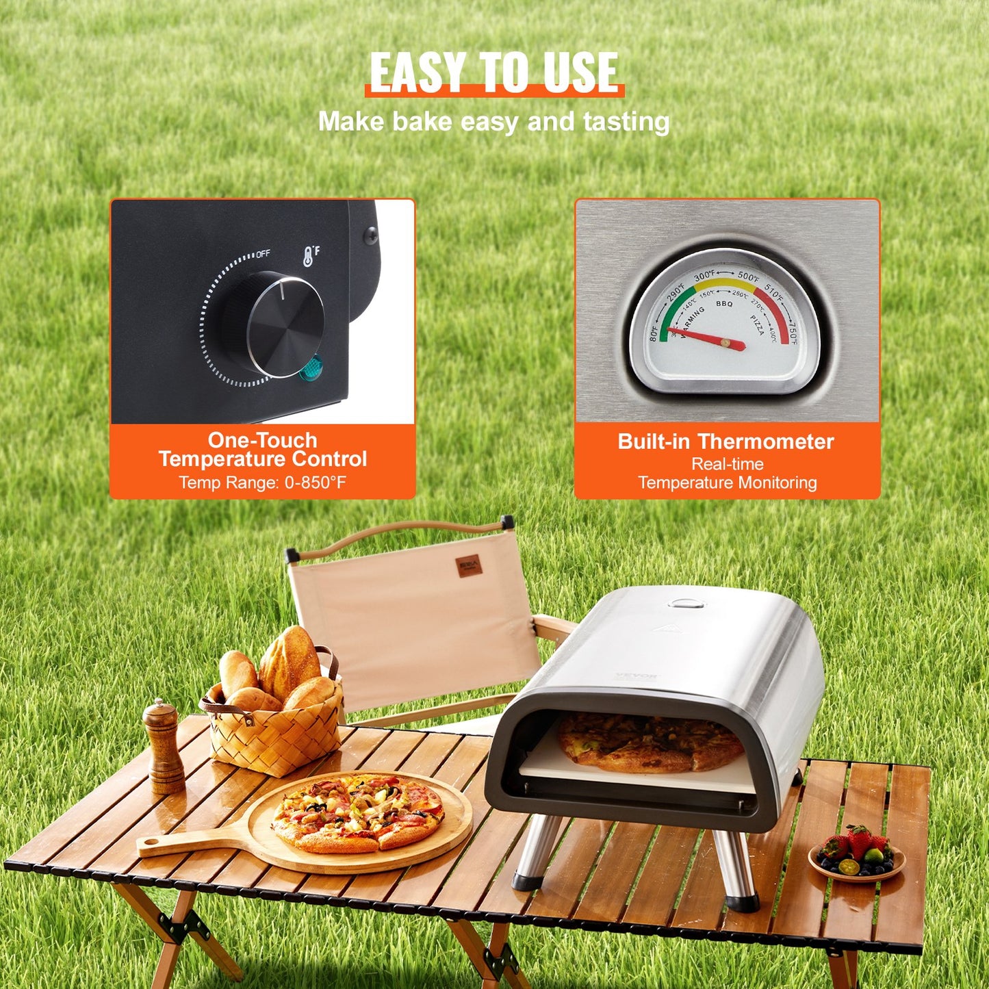 Electric Countertop Pizza Oven for 12-Inch Pizzas - Indoor & Outdoor Use, Black