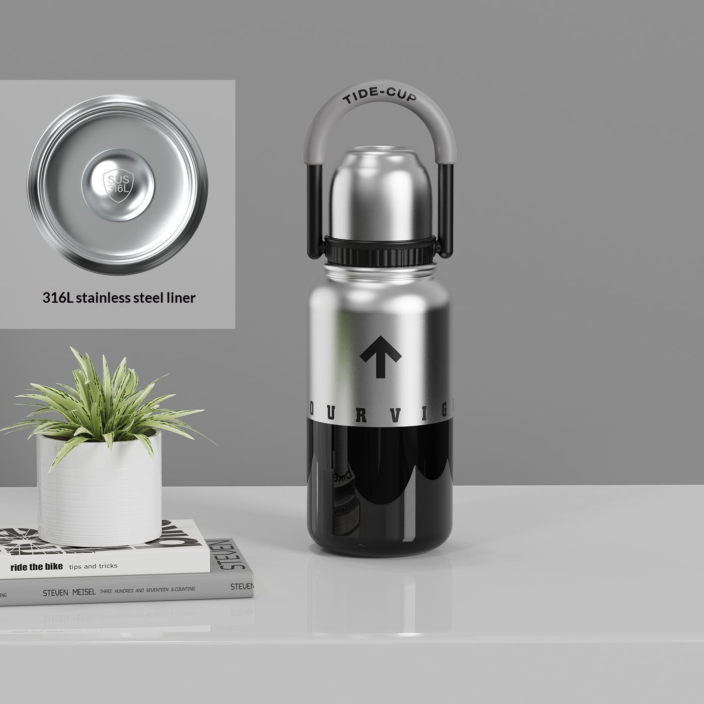 High-Value Double-Drink Smart Cup with Insulation and Carabiner - 500ML