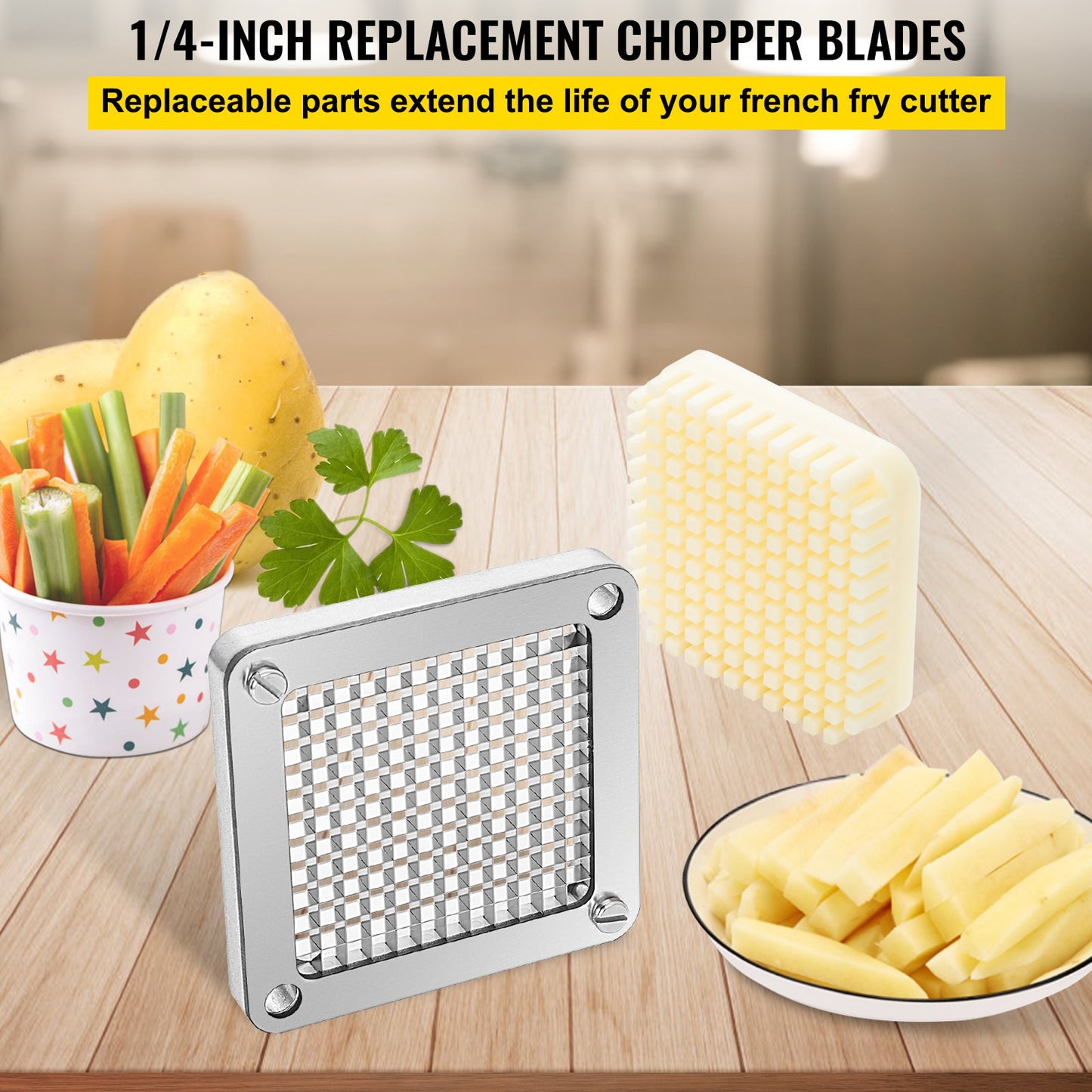 Kitchen Chopper Blade Set - 1/4 Inch Stainless Steel Replacement for Vegetables & Fruits