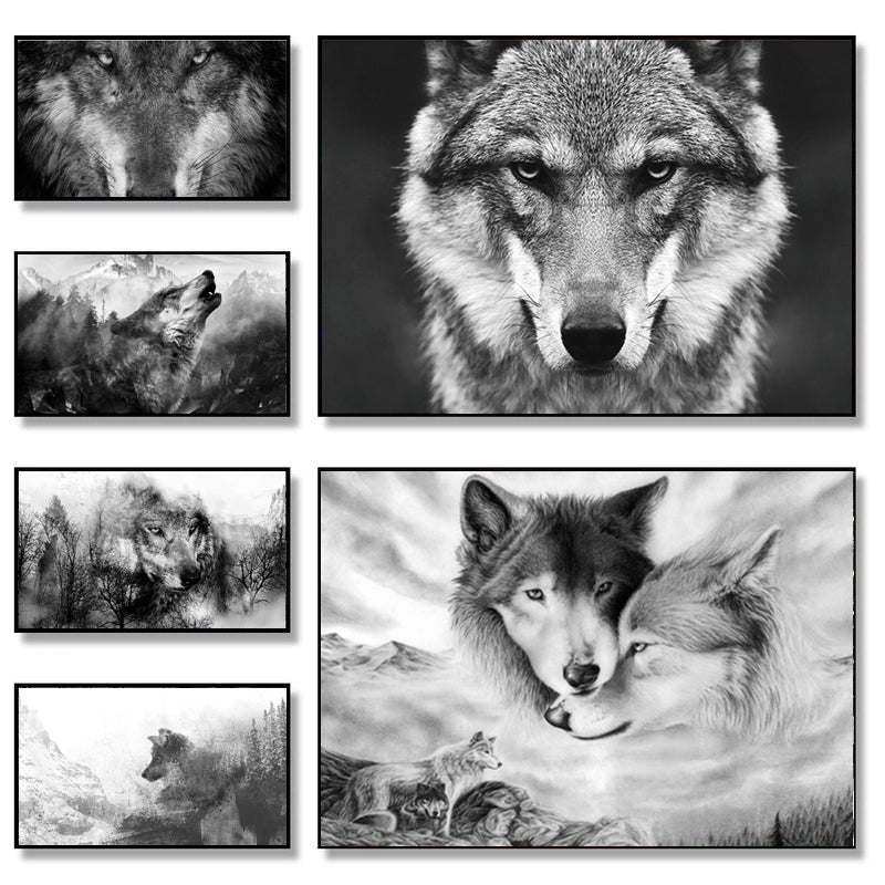 Forest Wolf Head Wall Art Poster - Scandinavian Style Canvas Decor