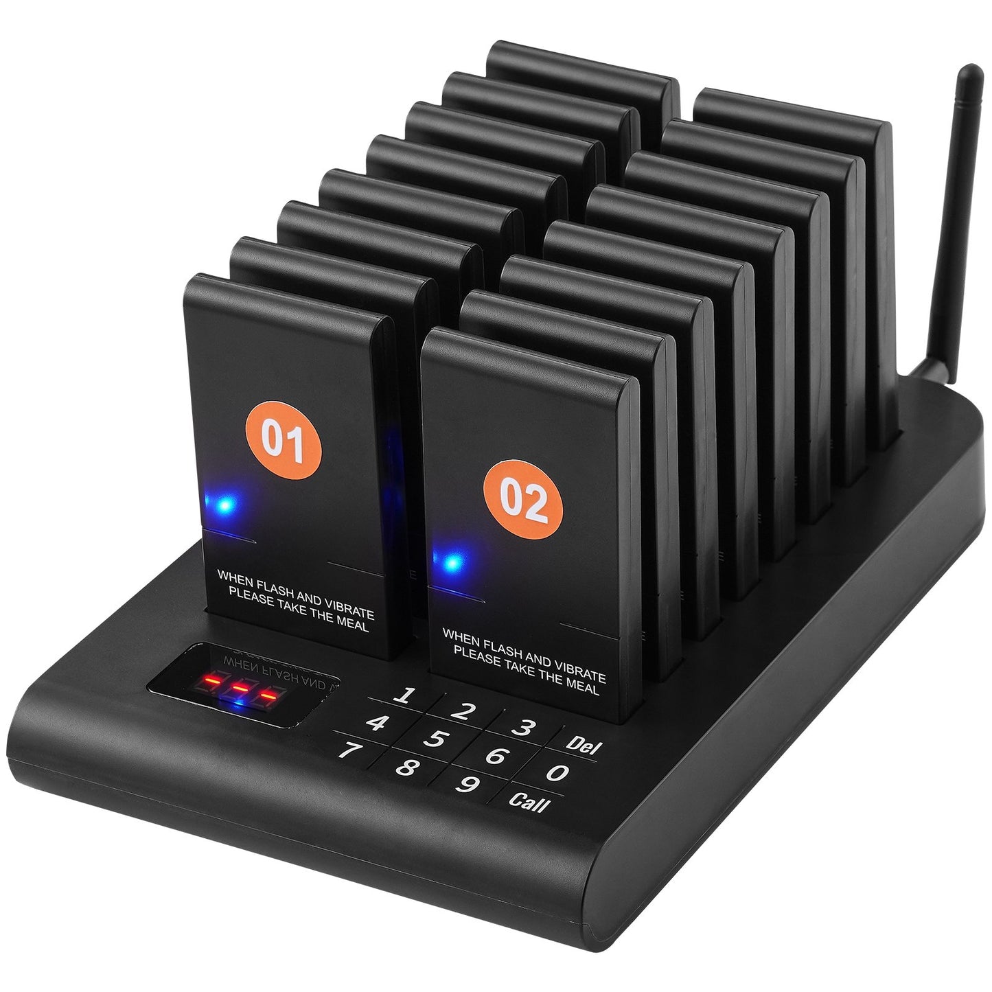Wireless Restaurant Pager System with 16 Beepers & Long Range
