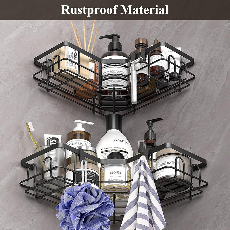 Multi-Size Iron Triangle Bathroom Storage Rack Set - Modern Space Saver