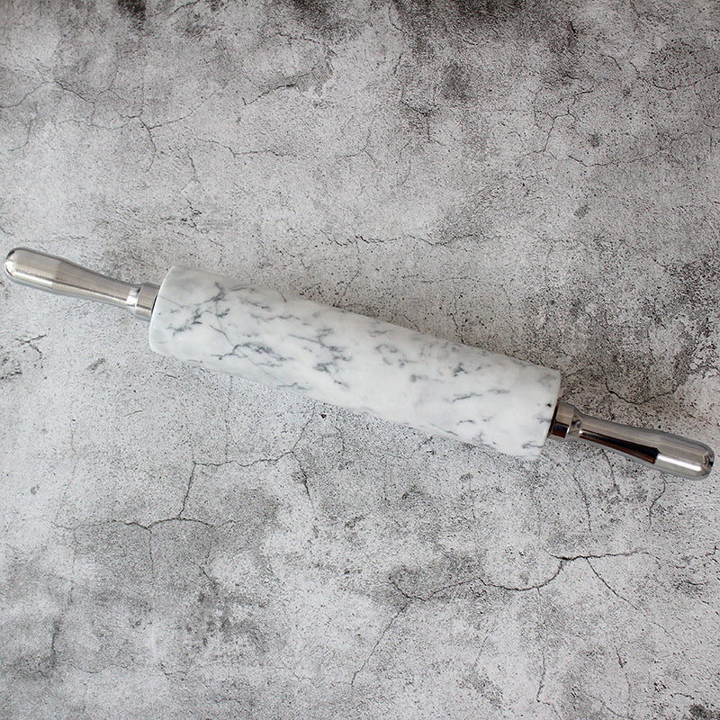 Marble Rolling Pin - Natural Stone Kitchen Tool, 45cm Grey