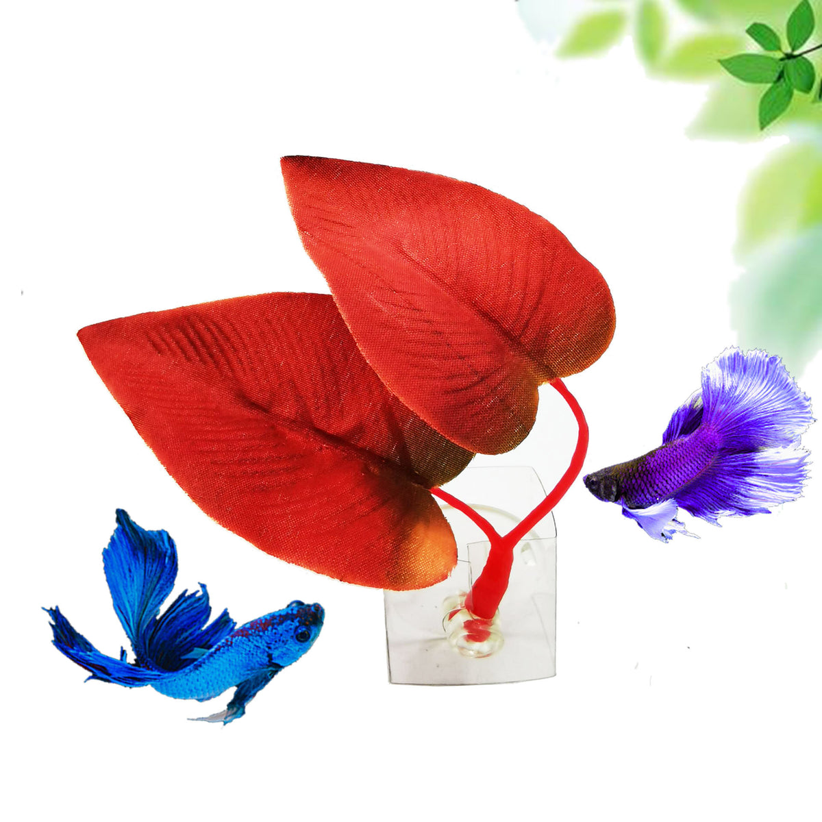Aquarium Fish Tank Decoration Leaf Rest Double Leaf Design - Betta Fish Landscaping