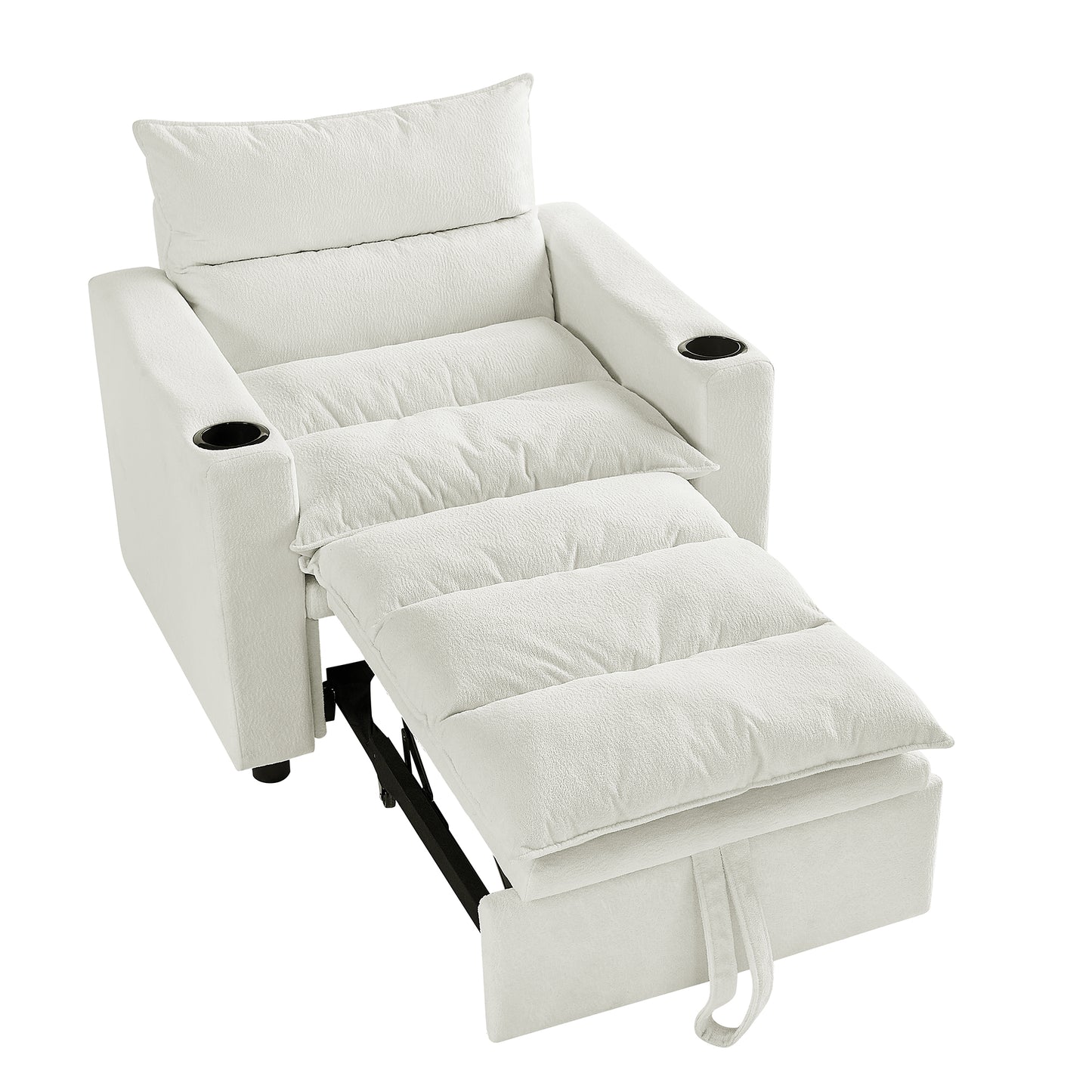 Convertible Sleeper Sofa Chair Bed with Adjustable Backrest - Beige
