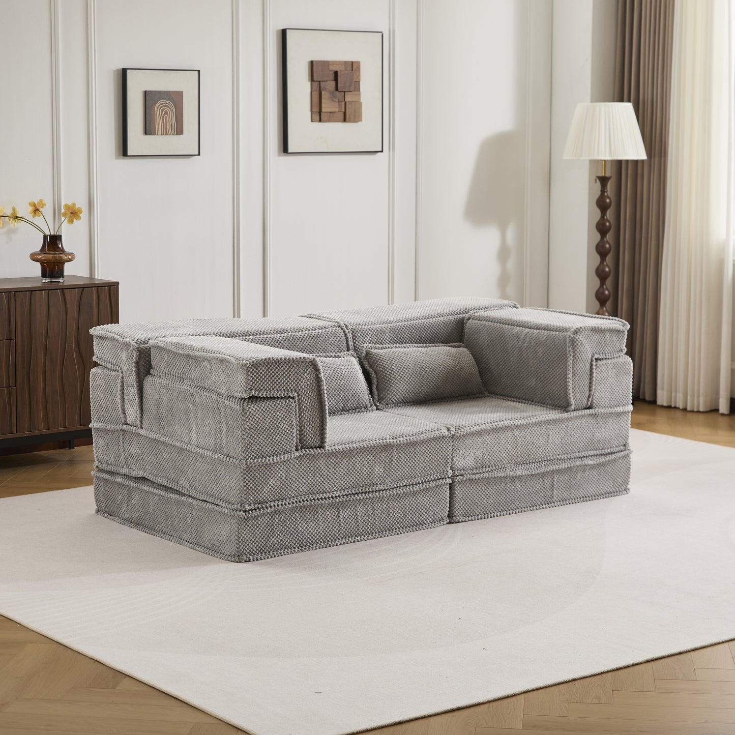 Convertible Modular Floor Sofa Bed - Light Grey