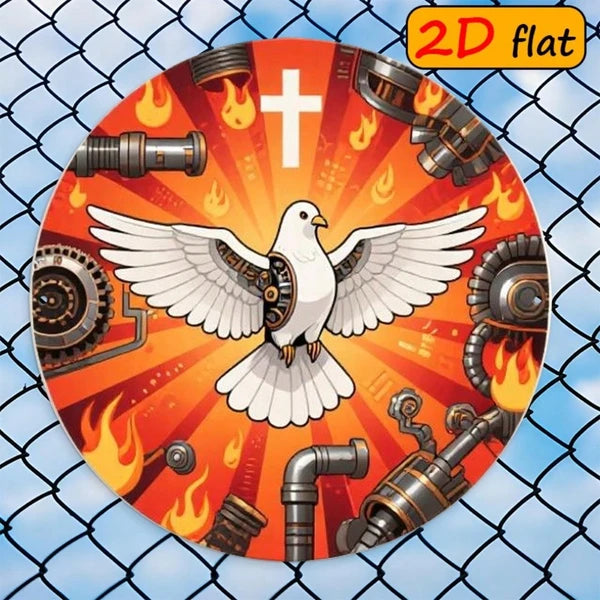 Round Aluminum Sign - 7.87in White Dove Design