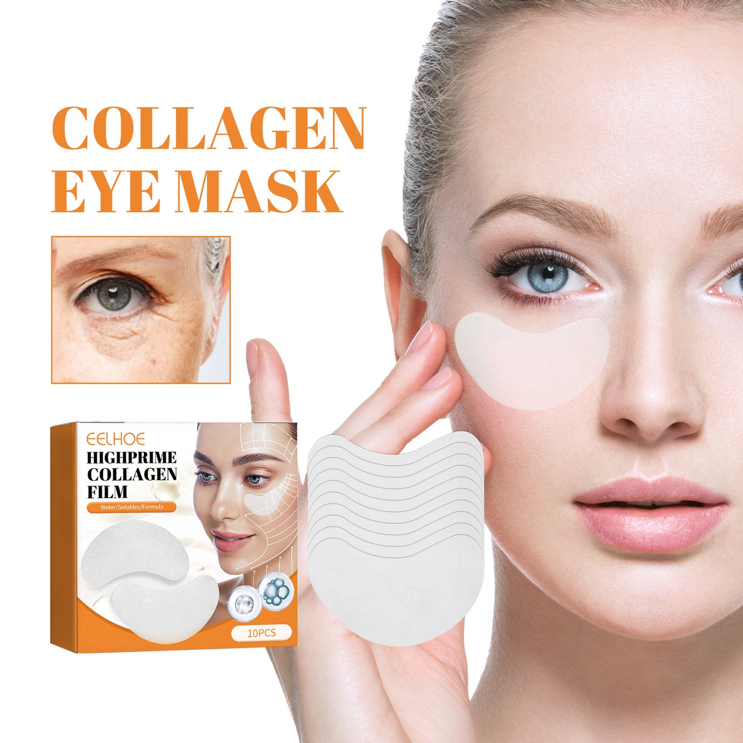 Collagen Hyaluronic Acid Eye Mask Set - Moisturizing Soft Skin Care 10 Packs
