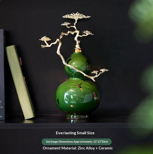Chinese Style Gourd Desktop Ornament for Living Room - Porcelain Decor