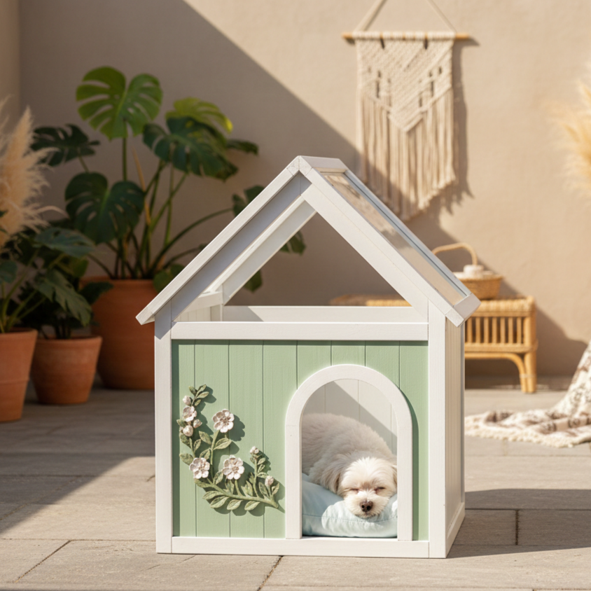 Indoor Cat House with Acrylic Roof — Wooden Pet Shelter for Small Cats & Dogs