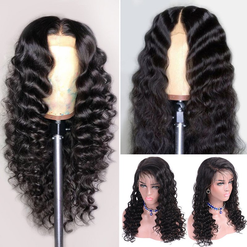 Pre-Colored Curly Wig with Front Lace and Adjustable Cap - Black, Small