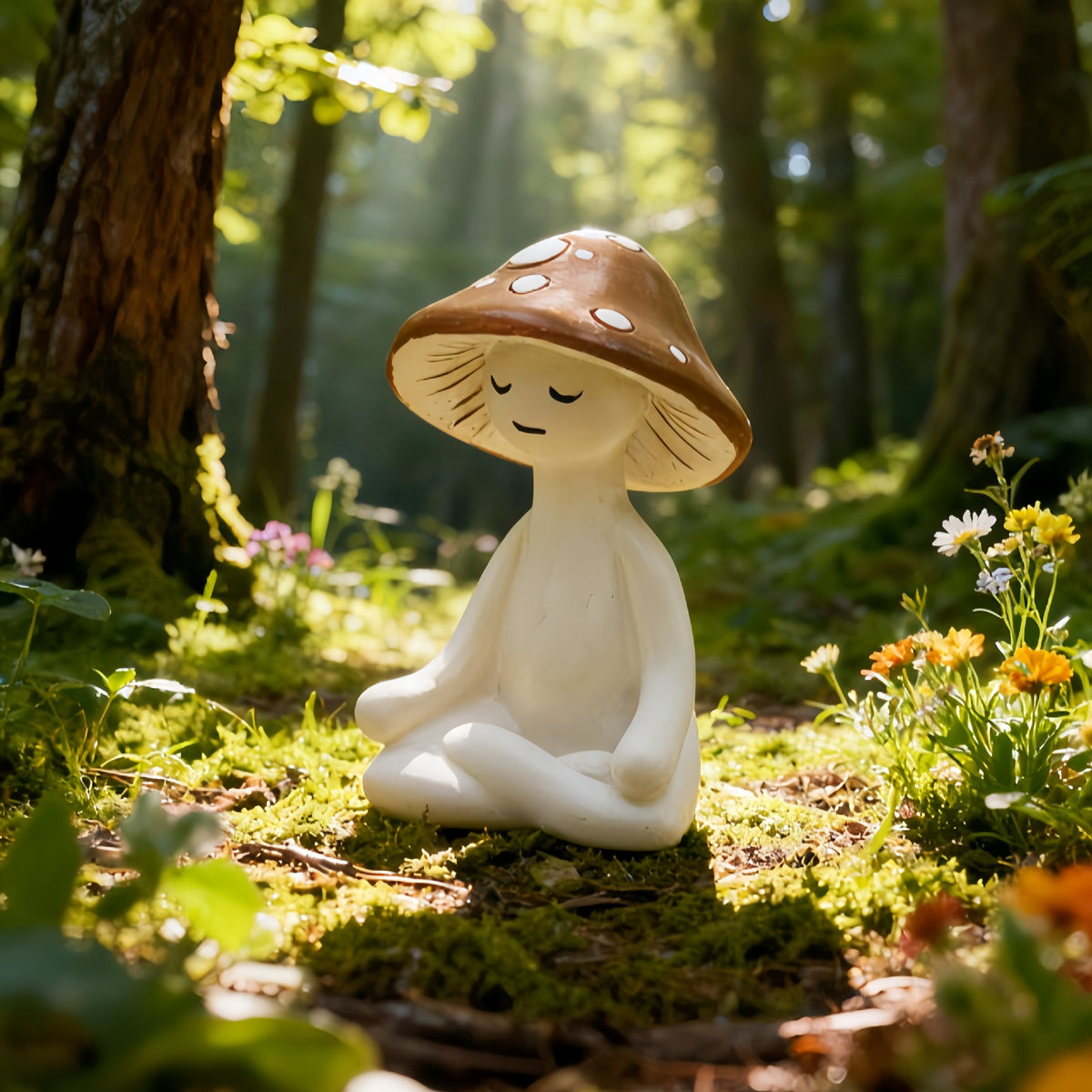Meditation Mushroom Ornament - Modern Resin Home Decor for Living Room & Outdoors
