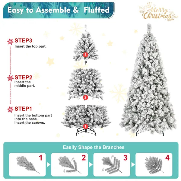 5ft Artificial Christmas Tree - PVC Flock with Hinged Base