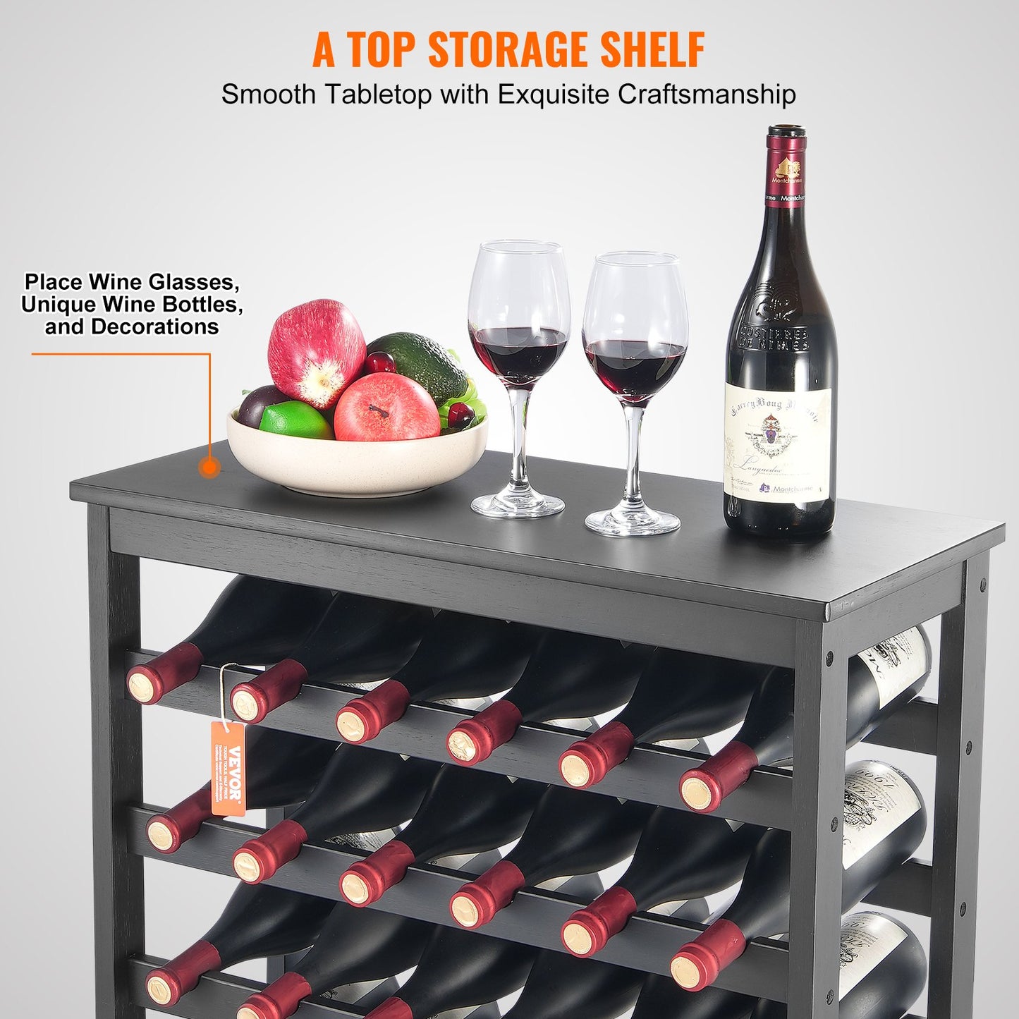 Bamboo Wine Rack - 42-Bottle 7-Tier Modular Display Shelf
