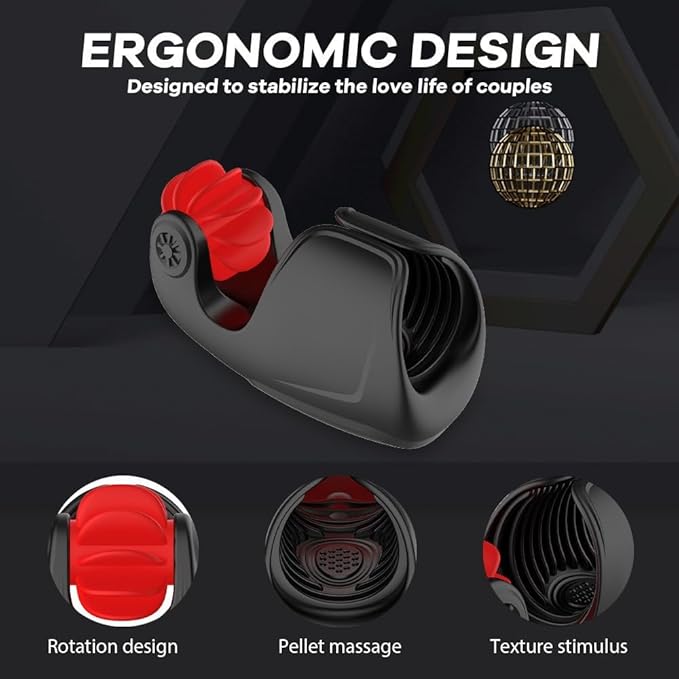 Male Masturbator with 360° Tongue-Licking & 10 Vibrations - Black