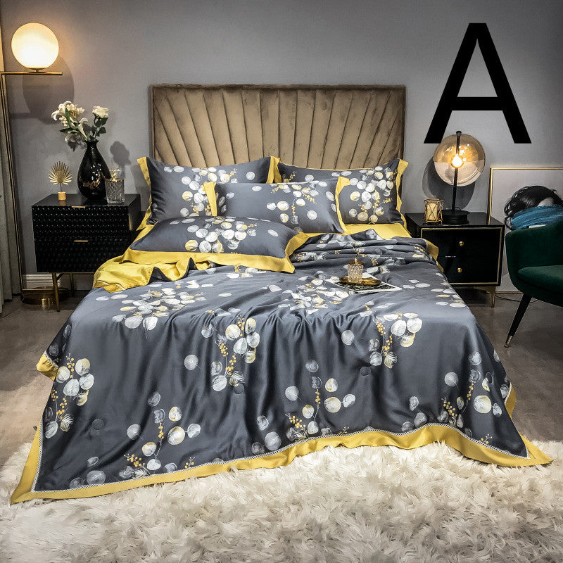 Tencel Summer Quilt Set - Breathable Air-Conditioning Bedding 4-Piece