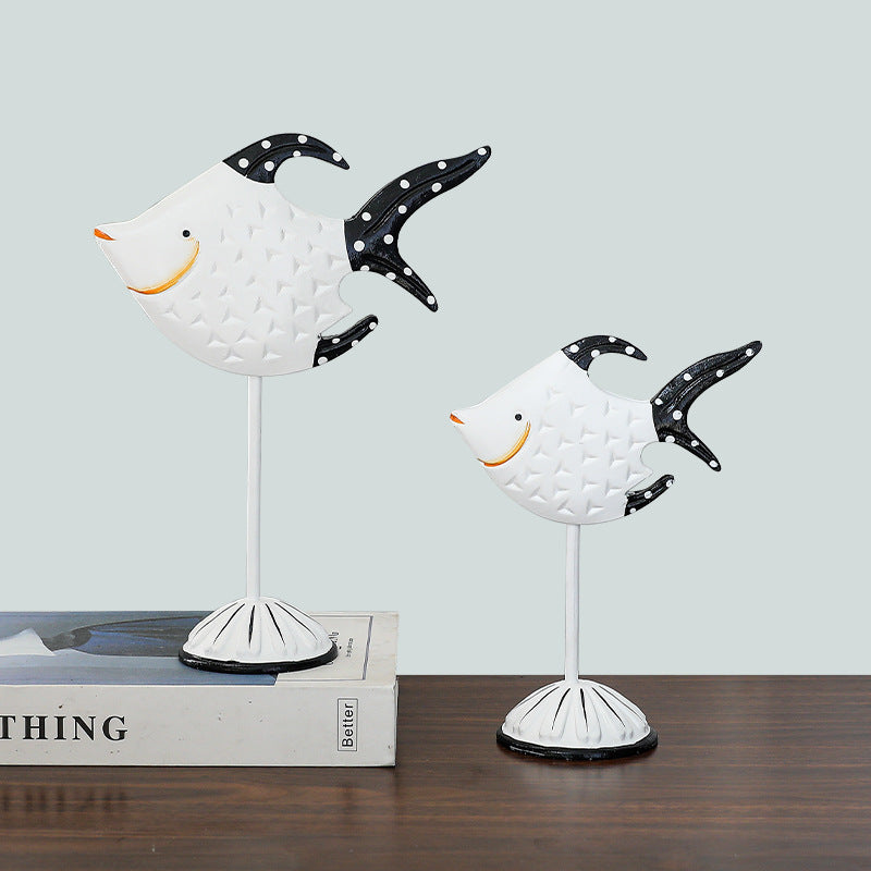 Wooden Fish Ornaments - Mediterranean Style Home Decor, Pine Fish Decoration