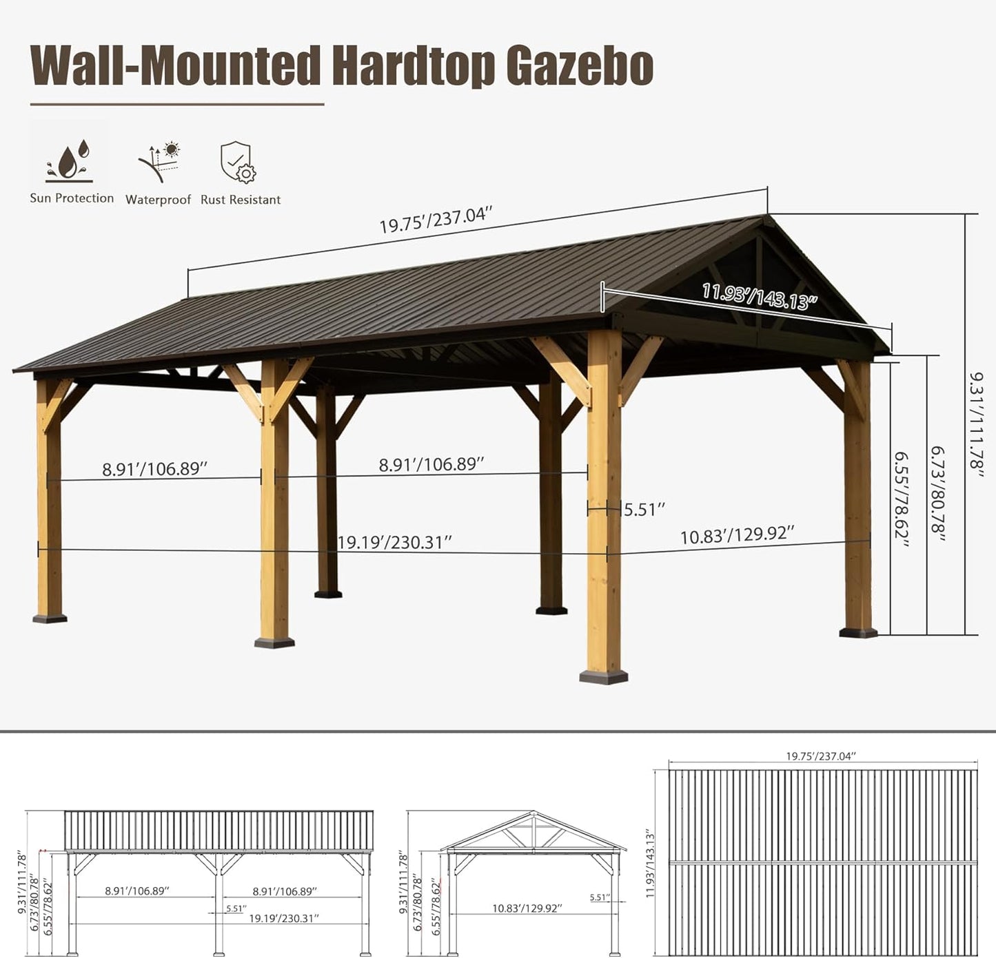 Cedar Wood Gazebo 12 X20