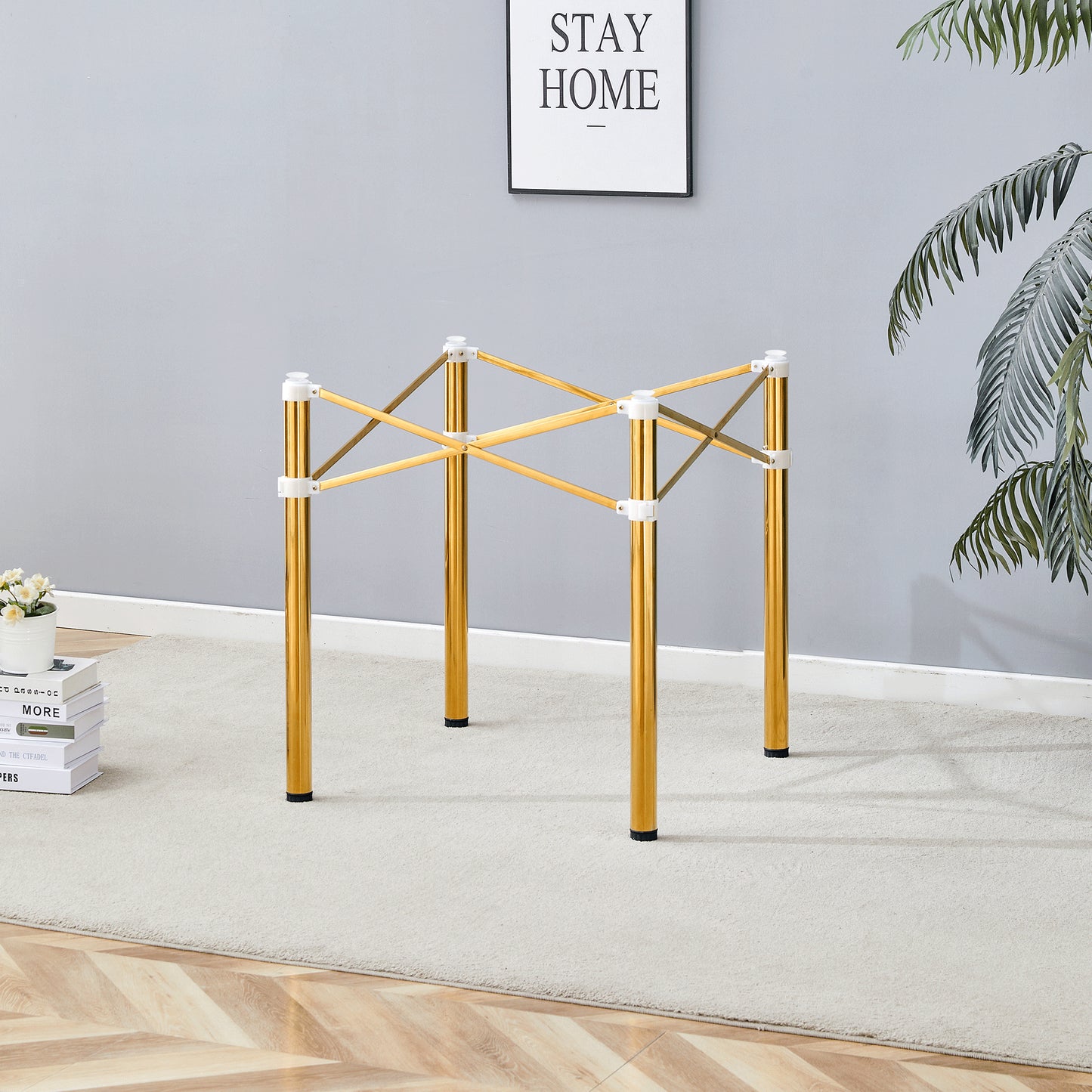 Only Table Leg.Simple Golden Stainless Steel Folding Frame -