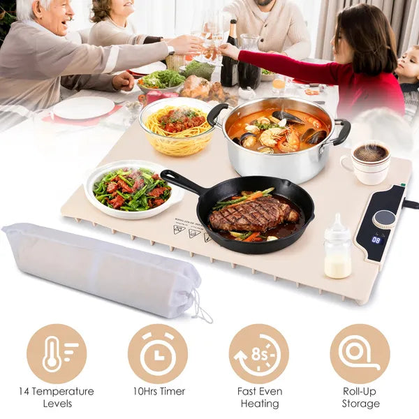Electric Food Warming Mat - 23.6 x 15.8 Inch Silicone Heater