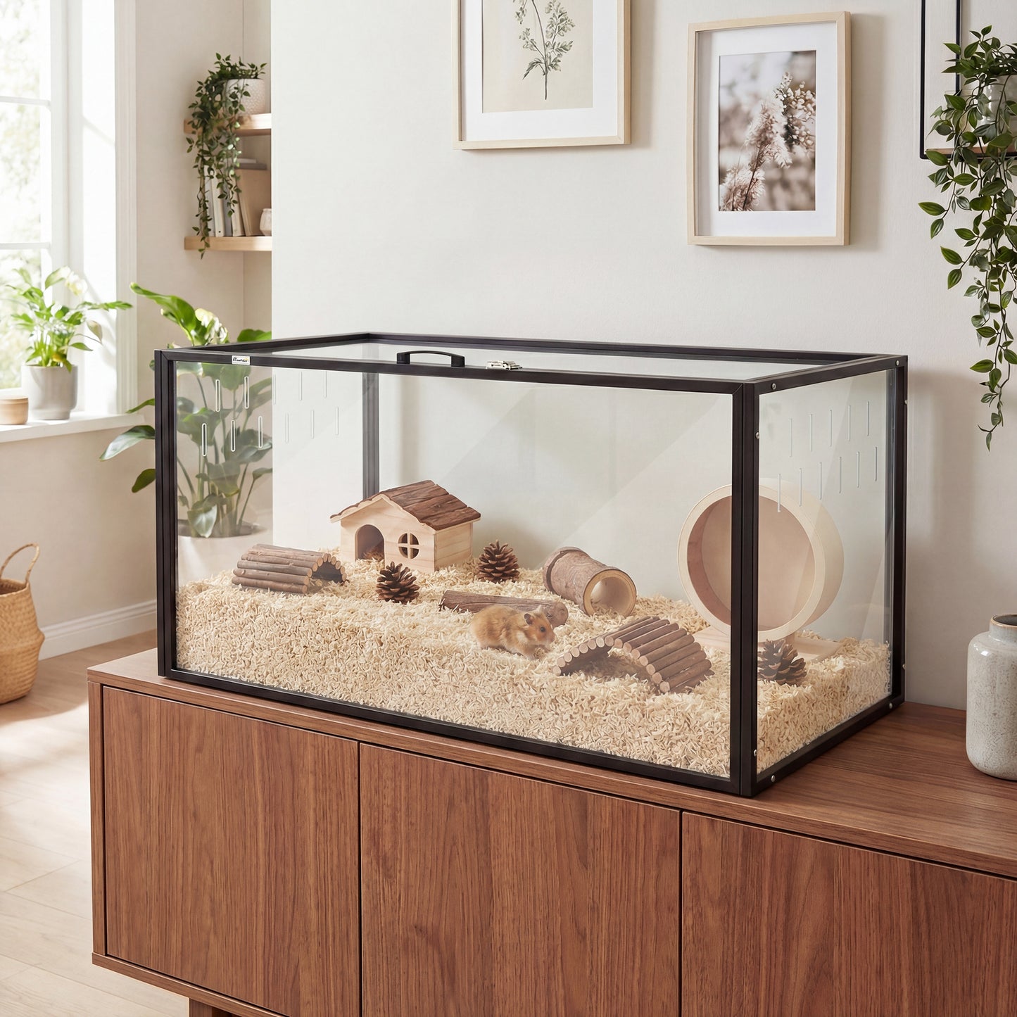 Large Acrylic Hamster Cage with Openable Top for Small Pets, Chewproof Guinea Pig & Hedgehog Habitat