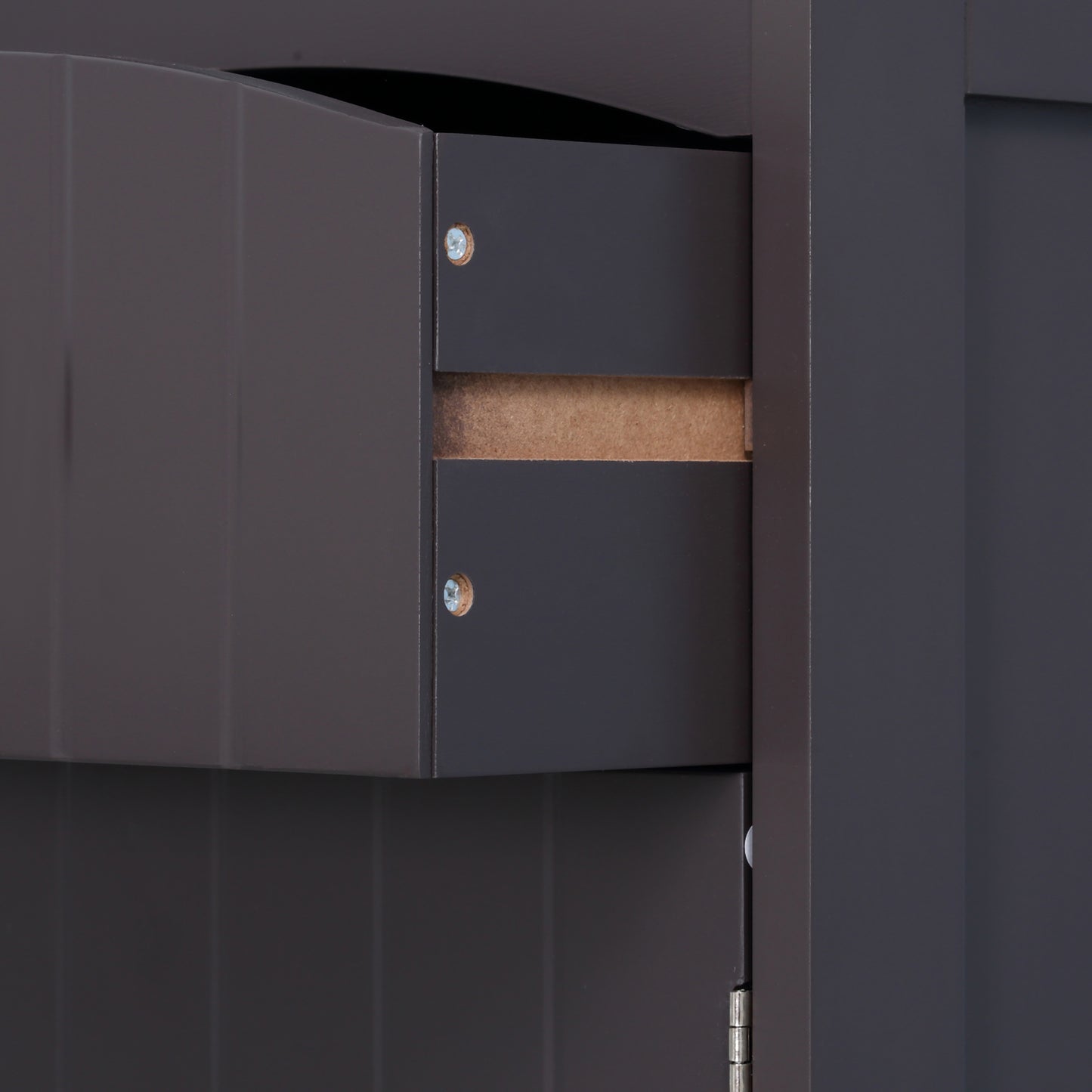 Tall Bathroom Storage Cabinet with 3-Tier Shelves and Drawer - Brown
